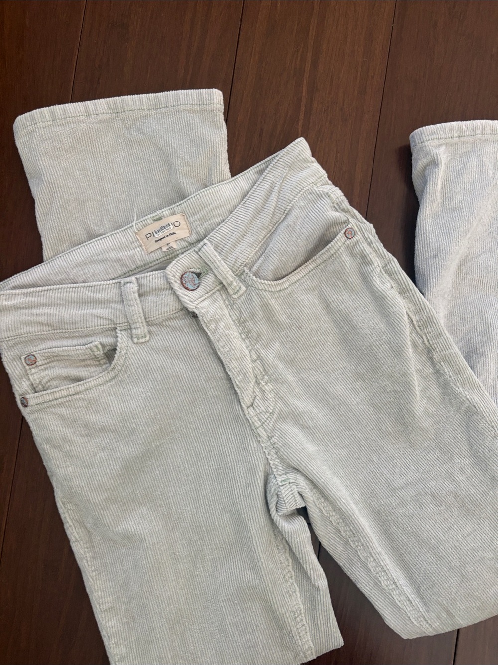 Anthropologie Light Sage Corduroy Straight-Leg pants